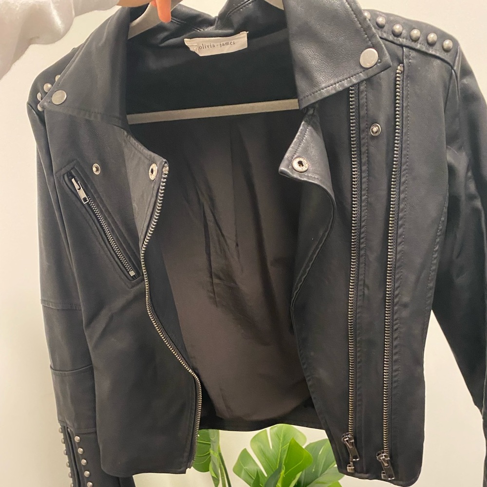 Olivia + James Real Leather Jacket Size Small